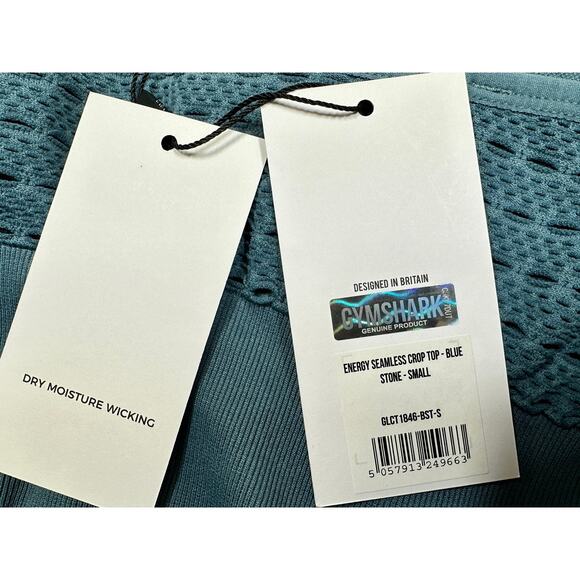 Gymshark Energy+ Seamless Crop Top Blue Stone Sz Small Brand New - Picture 5 of 7